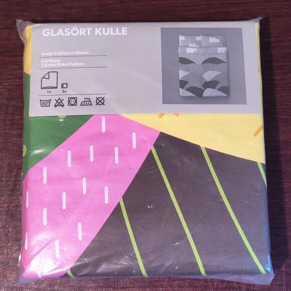 IKEA Glasort Kulle Full/Queen Duvet Cover Pillowcase Bed Set sheets vintage - Picture 1 of 9